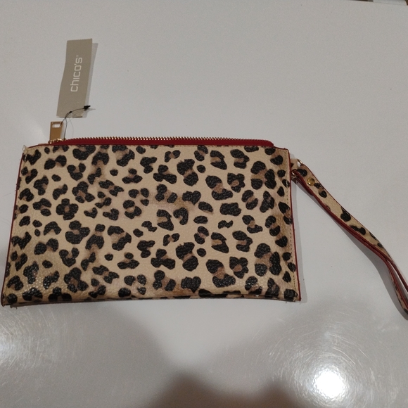 Chico's Handbags - Chico's Animal Print Wristlet with Red Accents